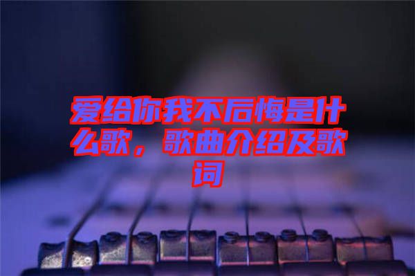 愛給你我不后悔是什么歌，歌曲介紹及歌詞