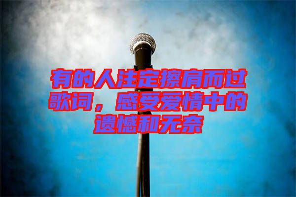 有的人注定擦肩而過(guò)歌詞，感受愛(ài)情中的遺憾和無(wú)奈