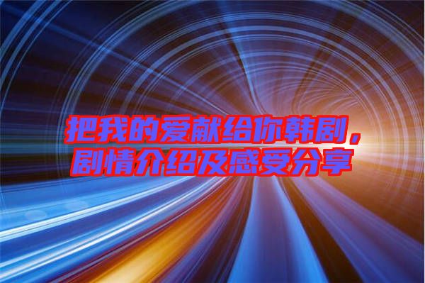 把我的愛獻給你韓劇，劇情介紹及感受分享