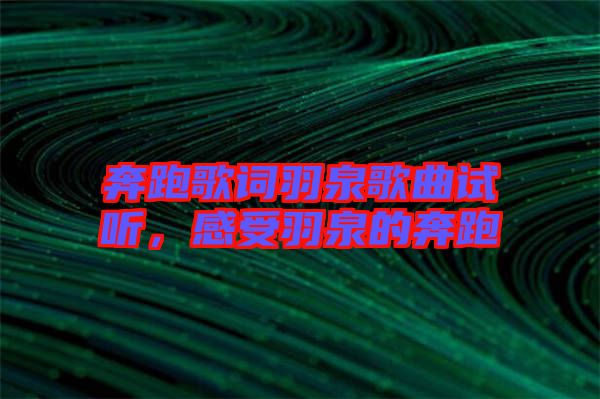 奔跑歌詞羽泉歌曲試聽，感受羽泉的奔跑