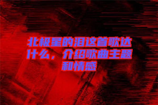 北極星的淚這首歌達(dá)什么，介紹歌曲主題和情感