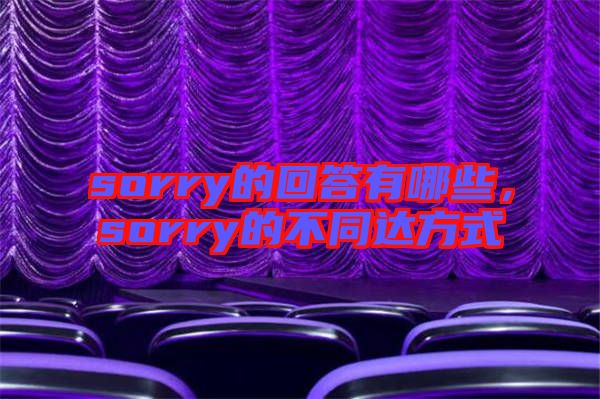 sorry的回答有哪些，sorry的不同達(dá)方式