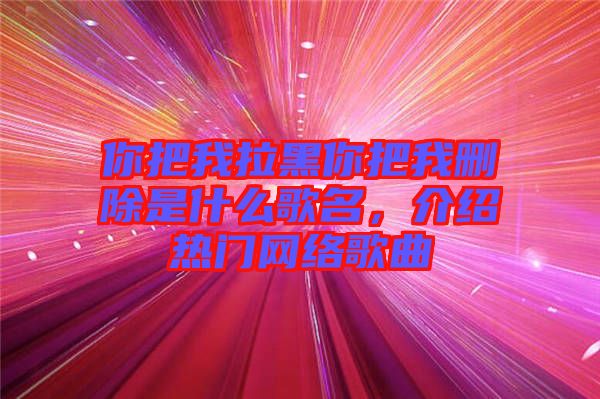 你把我拉黑你把我刪除是什么歌名，介紹熱門網(wǎng)絡(luò)歌曲