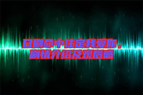日劇命中注定我愛你，劇情介紹及觀后感