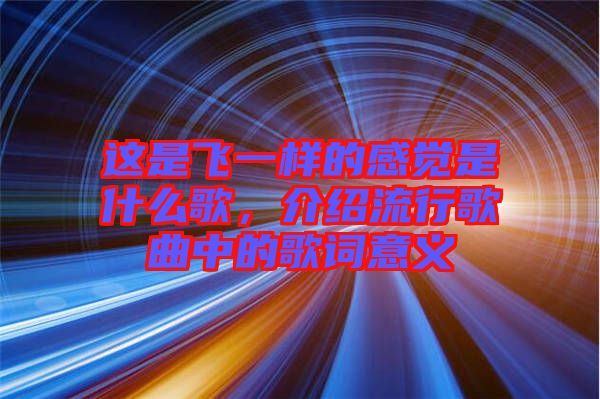 這是飛一樣的感覺(jué)是什么歌，介紹流行歌曲中的歌詞意義