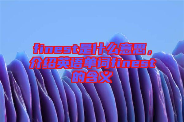 finest是什么意思，介紹英語(yǔ)單詞finest的含義