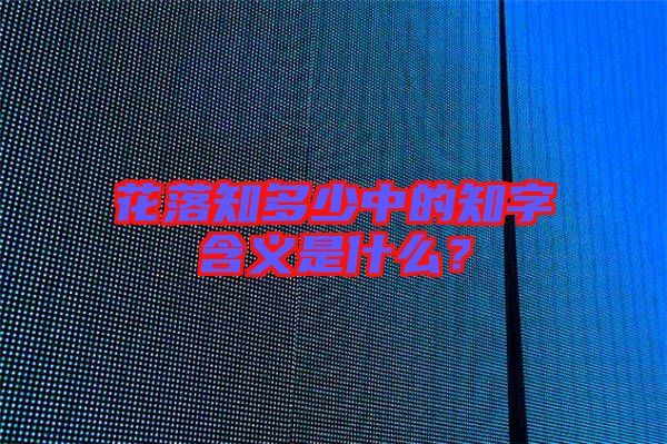 花落知多少中的知字含義是什么？