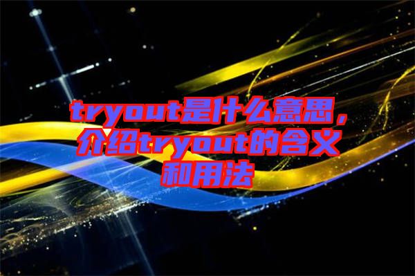 tryout是什么意思，介紹tryout的含義和用法