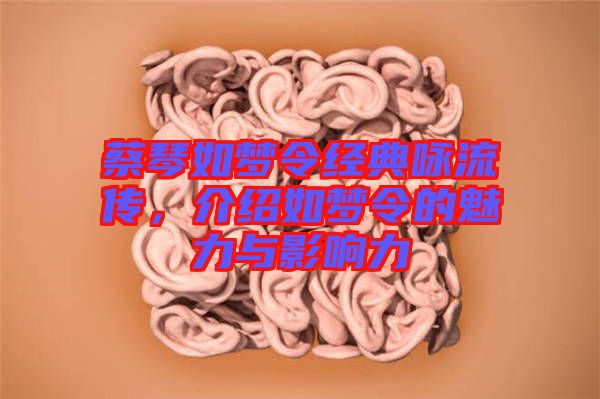 蔡琴如夢令經(jīng)典詠流傳，介紹如夢令的魅力與影響力