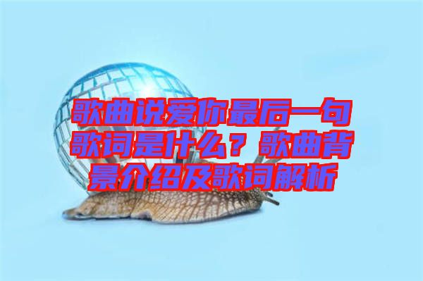 歌曲說(shuō)愛(ài)你最后一句歌詞是什么？歌曲背景介紹及歌詞解析