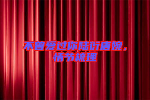 不曾愛過你陸衍唐婉，情節(jié)梳理