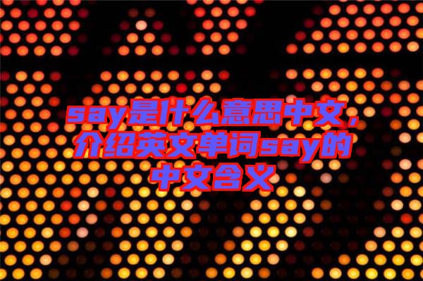 say是什么意思中文，介紹英文單詞say的中文含義