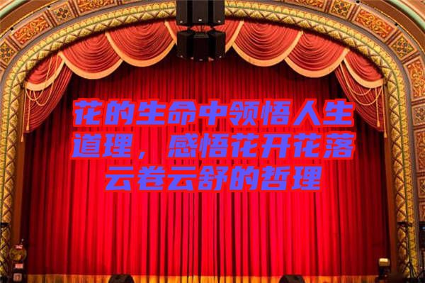 花的生命中領(lǐng)悟人生道理，感悟花開花落云卷云舒的哲理