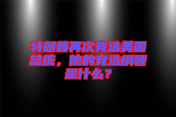 特朗普再次競(jìng)選美國(guó)總統(tǒng)，他的競(jìng)選綱領(lǐng)是什么？
