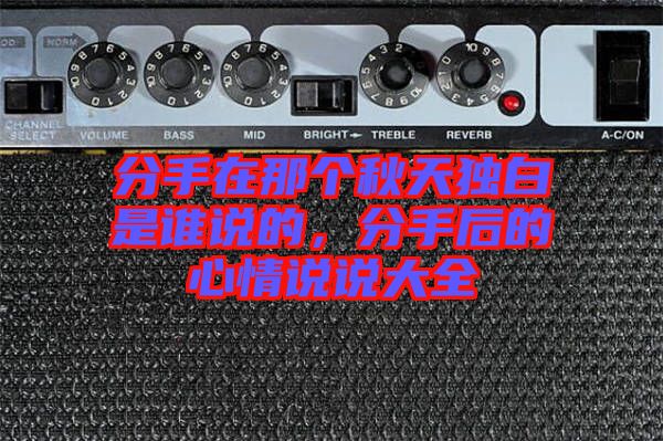 分手在那個秋天獨白是誰說的，分手后的心情說說大全