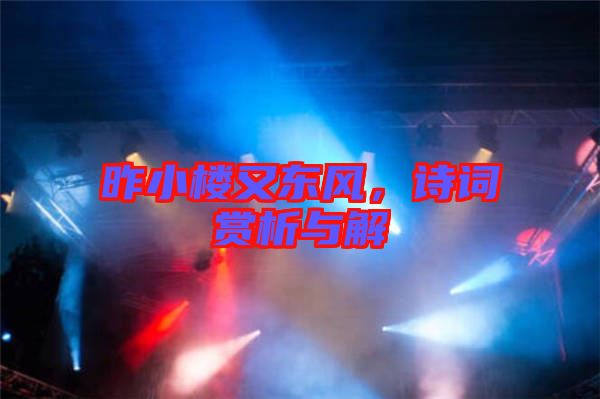 昨小樓又東風(fēng)，詩詞賞析與解