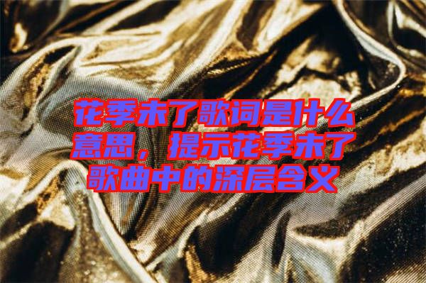 花季未了歌詞是什么意思，提示花季未了歌曲中的深層含義