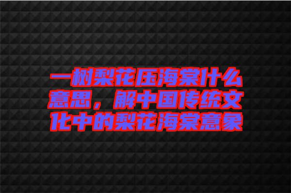 一樹梨花壓海棠什么意思，解中國傳統(tǒng)文化中的梨花海棠意象