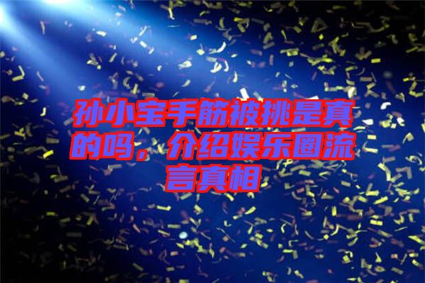 孫小寶手筋被挑是真的嗎，介紹娛樂圈流言真相