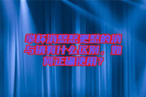 舉杯消愁愁更愁的消與銷有什么區(qū)別，如何正確使用？