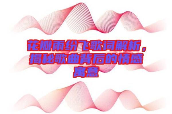 花瓣雨紛飛歌詞解析，揭秘歌曲背后的情感寓意