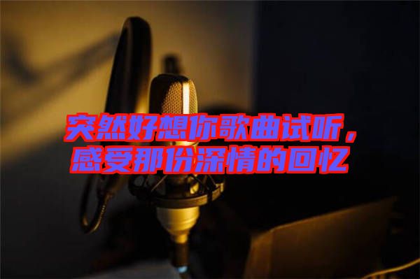 突然好想你歌曲試聽，感受那份深情的回憶