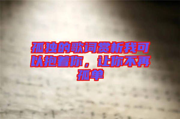 孤獨(dú)的歌詞賞析我可以抱著你，讓你不再孤單