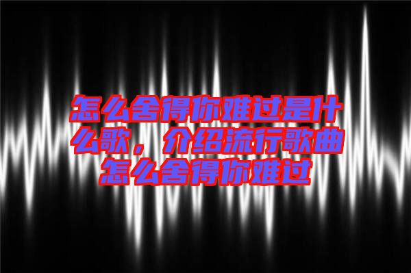 怎么舍得你難過是什么歌，介紹流行歌曲怎么舍得你難過