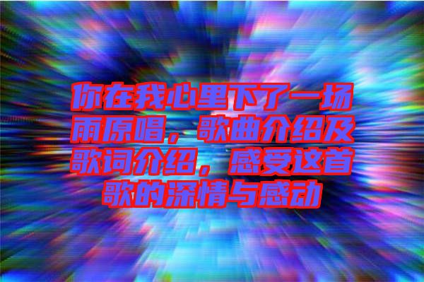 你在我心里下了一場雨原唱，歌曲介紹及歌詞介紹，感受這首歌的深情與感動