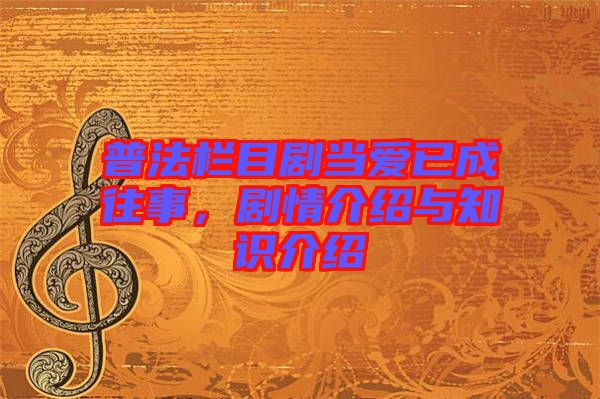 普法欄目劇當(dāng)愛已成往事，劇情介紹與知識介紹