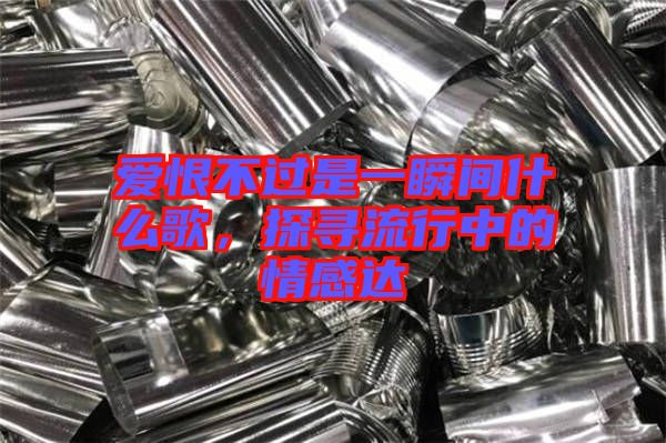 愛恨不過是一瞬間什么歌，探尋流行中的情感達
