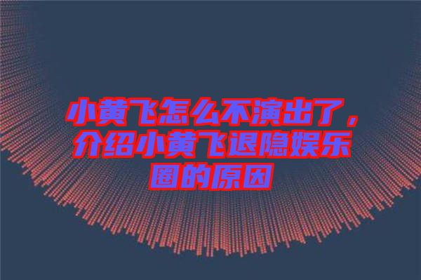 小黃飛怎么不演出了，介紹小黃飛退隱娛樂圈的原因