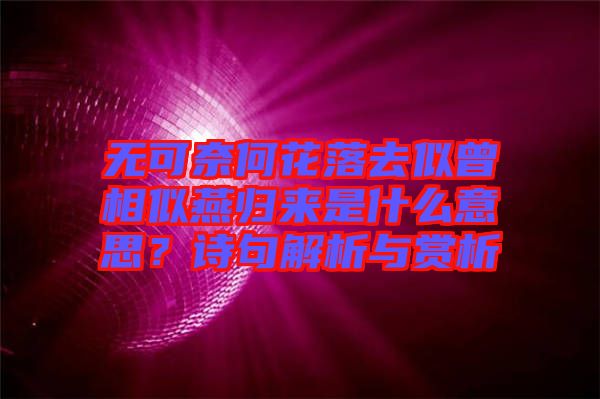 無(wú)可奈何花落去似曾相似燕歸來(lái)是什么意思？詩(shī)句解析與賞析