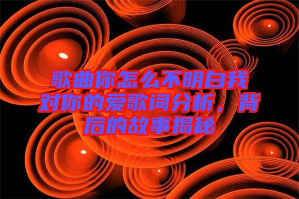 歌曲你怎么不明白我對(duì)你的愛(ài)歌詞分析，背后的故事揭秘