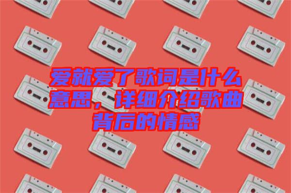愛就愛了歌詞是什么意思，詳細介紹歌曲背后的情感
