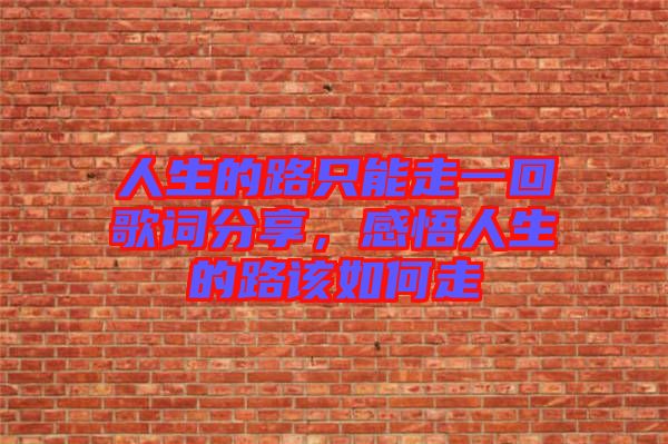 人生的路只能走一回歌詞分享，感悟人生的路該如何走