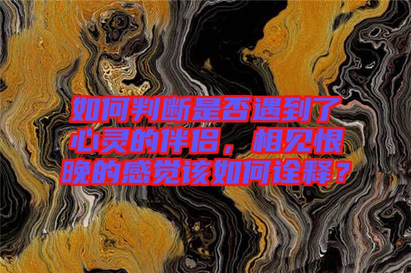 如何判斷是否遇到了心靈的伴侶，相見(jiàn)恨晚的感覺(jué)該如何詮釋？