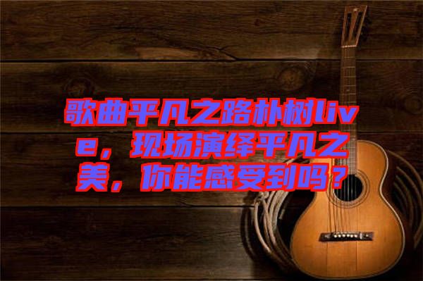 歌曲平凡之路樸樹live，現(xiàn)場演繹平凡之美，你能感受到嗎？