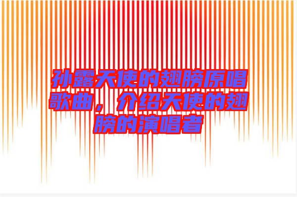 孫露天使的翅膀原唱歌曲，介紹天使的翅膀的演唱者