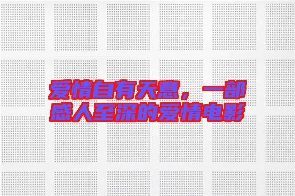 愛情自有天意，一部感人至深的愛情電影