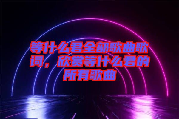 等什么君全部歌曲歌詞，欣賞等什么君的所有歌曲