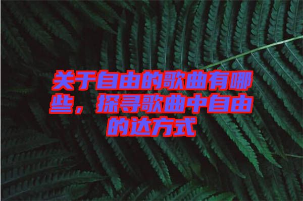 關(guān)于自由的歌曲有哪些，探尋歌曲中自由的達(dá)方式