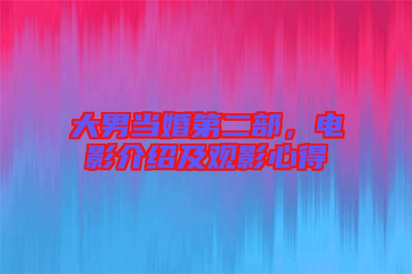 大男當(dāng)婚第二部，電影介紹及觀影心得