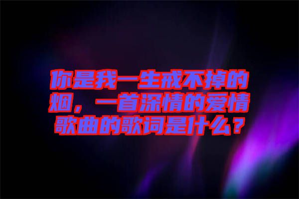 你是我一生戒不掉的煙，一首深情的愛(ài)情歌曲的歌詞是什么？