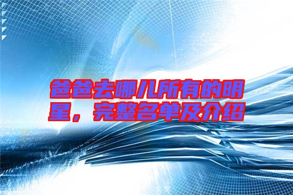 爸爸去哪兒所有的明星，完整名單及介紹