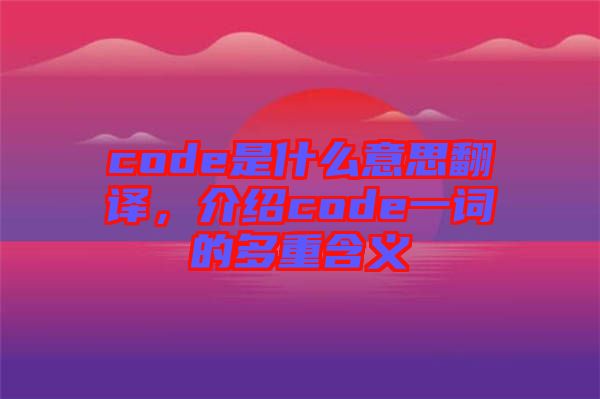 code是什么意思翻譯，介紹code一詞的多重含義