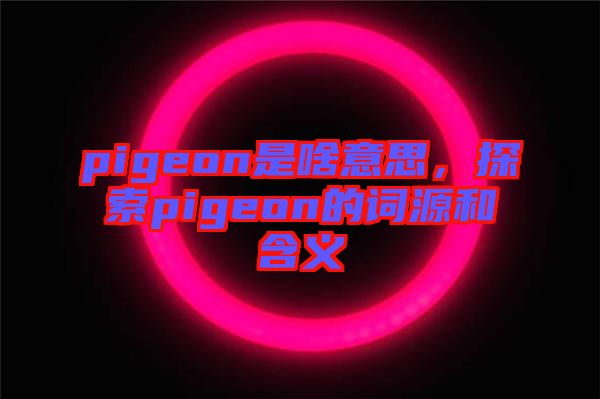 pigeon是啥意思，探索pigeon的詞源和含義