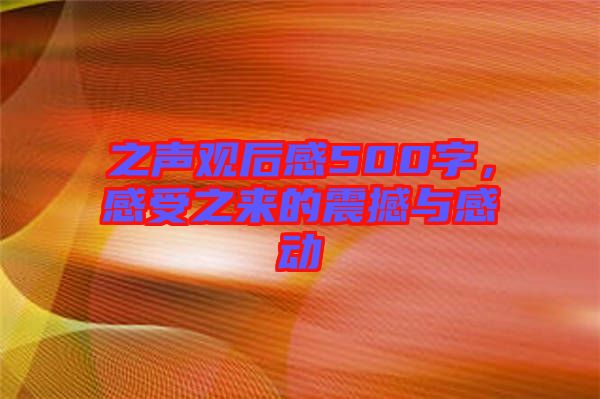 之聲觀后感500字，感受之來的震撼與感動