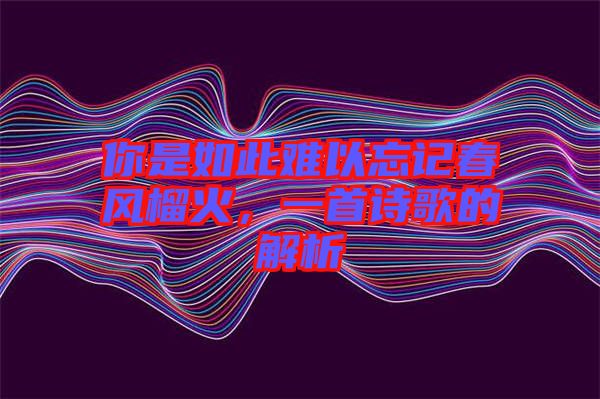 你是如此難以忘記春風(fēng)榴火，一首詩(shī)歌的解析