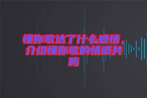 懂你歌達(dá)了什么感情，介紹懂你歌的情感共鳴